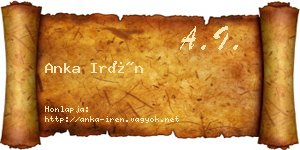 Anka Irén névjegykártya
